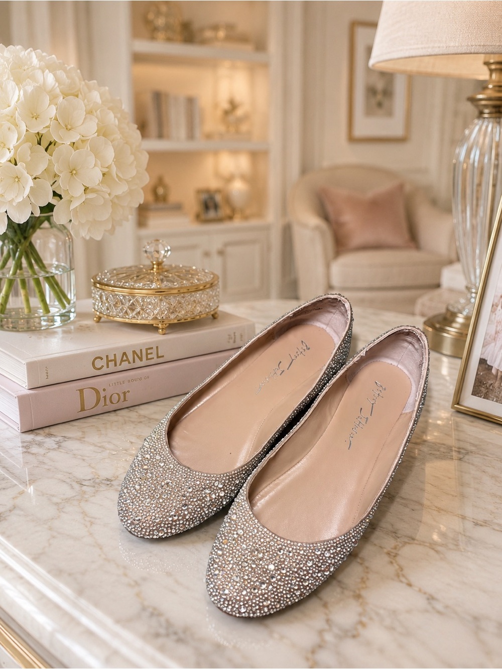 Betsey Johnson Girls Rhinestone Ballet Flats | Sparkly Dress Shoes Wedding Party